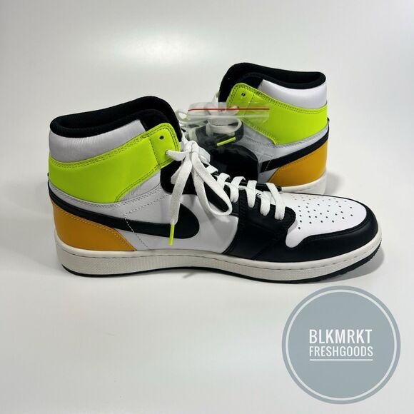 Nike Air Jordan 1 High Golf Shoe White Black Volt Gold DQ0660-105 Size 13 main image 7